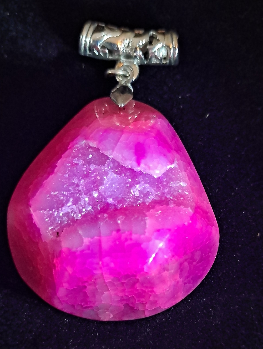 Pink Agate Druzy Pendant